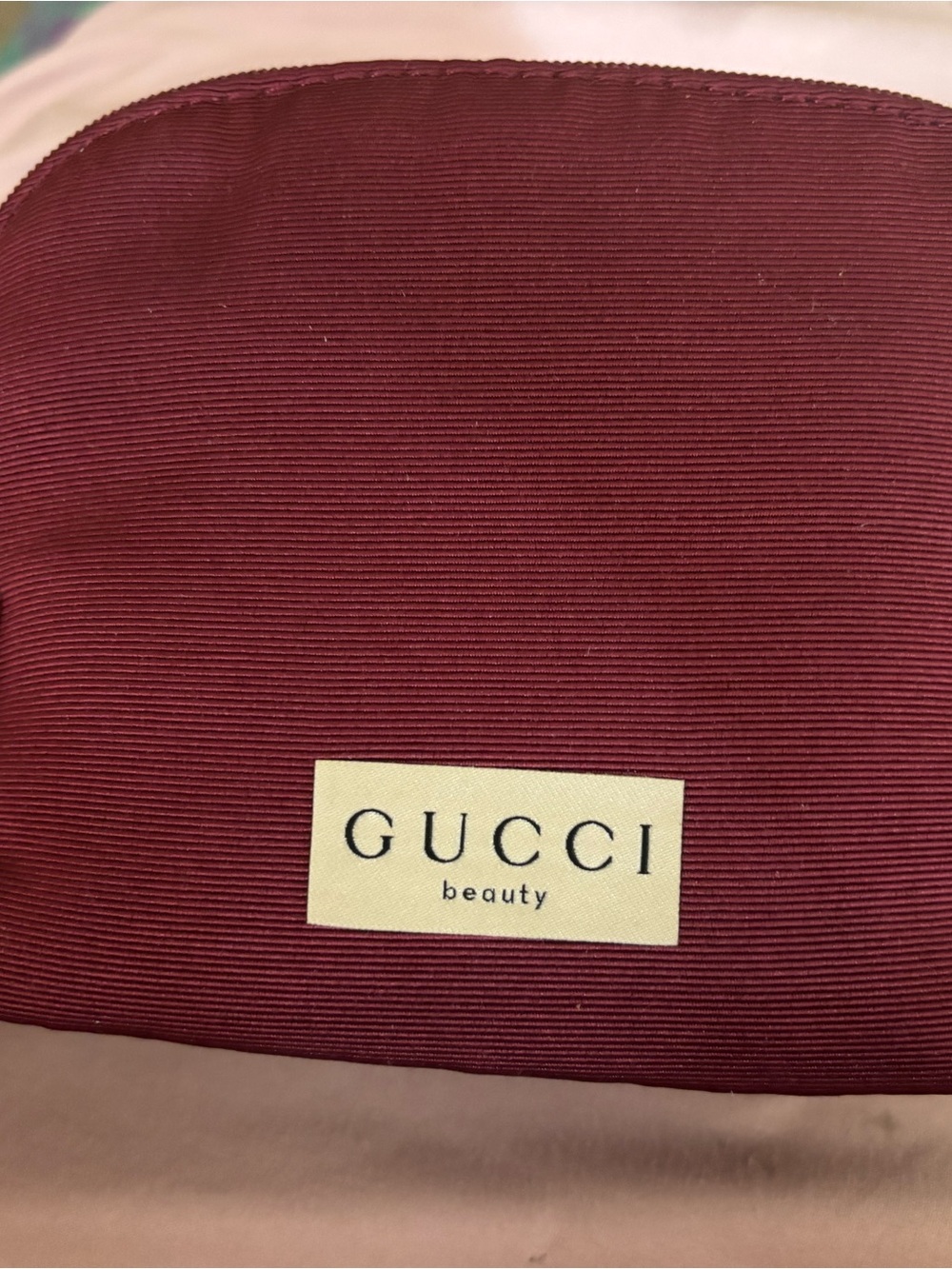 Gucci Burgundy Ribbed Cosmetic Bag